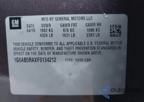 2015 Cadillac Ats Luxury z USA, uszkodzony, nr VIN 1G6AB5RAXF0134212